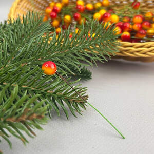 Калина лаковая Ø10 мм, для декора - желто-красная Калина лаковая Ø10 мм, для декора - желто-красная