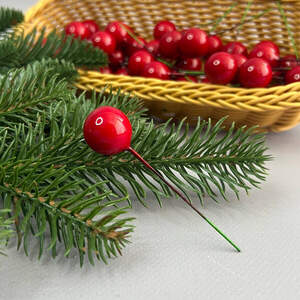 Калина лаковая Ø20 мм, для декора - красный Калина лаковая Ø20 мм, для декора - красный