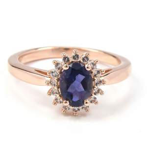 Срібна каблучка 925 проби в позолоті 750 проби 2,76 гр. з танзанійским іолітом та топазами зі США 0,82 карат