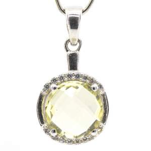 Срібна підвіска 925 проби 2,43 гр. з лимонним топазом лазерної огранки та цирконами 4,64 карат