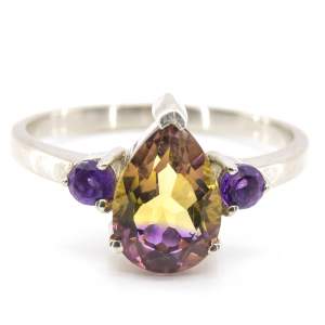Срібна каблучка 925 проби 3,00 гр. з аметрином та аметистами 2,18 карат