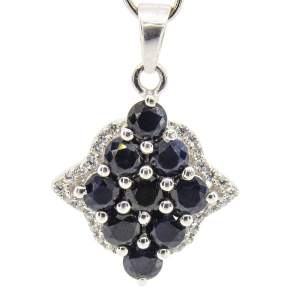Срібна підвіска 925 проби 2,96 гр. з індійськими сапфірами та білими цирконами 3,63 карат