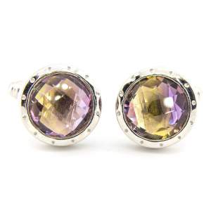 Срібні запонки 925 проби 12,9 гр. з болівійськими аметринами 11,09 карат