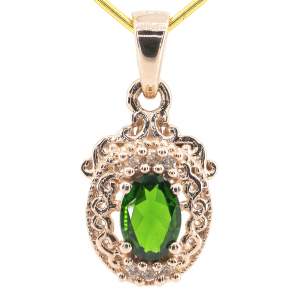 Срібна підвіска 925 проби в позолоті 750 проби 1,97 гр. з канадським діопсидом Альберта та топазами зі США 0,75 карат