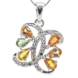 Срібна підвіска 925 проби 2,91 г з індійськими, шрі-ланкійськими, мадагаскарськими сапфірами класу AAAA та топазами 1,8 карат з колекції 