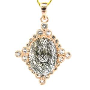 Срібна підвіска 925 проби в позолоті 750 проби 6,26 гр. з іспанським чорним рутилом та топазами зі США 9,69 карат