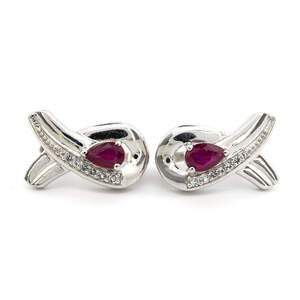 Серебряные серьги 925 пробы 6,6 гр. с африканскими Роял рубинами класса АААА и белыми топазами с США 1,43 карат