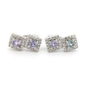 Серебряные серьги 925 пробы 4,84 гр. с танзанитами Маньяра класса АААА и белыми топазами с США 1,68 карат