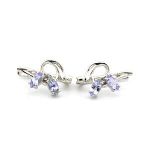 Серебряные серьги 925 пробы 4,2 г с Танзанитами Маньяра АААА 0,97 карат