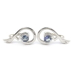 Серебряные серьги 925 пробы 5,82 г с Танзанитами Маньяра АААА 0,97 карат