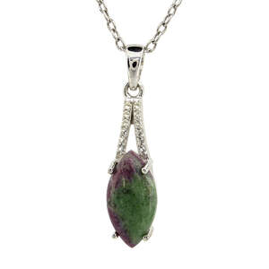 Серебряная подвеска 925 пробы 2,90 гр. с гватемальским рубиновым цоизитом и топазами из США 6,3 карат Серебряная подвеска 925 пробы 2,90 гр. с гватемальским рубиновым цоизитом и топазами из США 6,3 карат