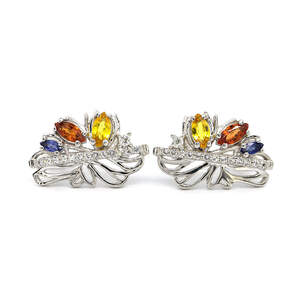 Серебряные серьги 925 пробы 5,23 г с мультисапфирами класса АААА и белыми топазами с США 1,8 карат