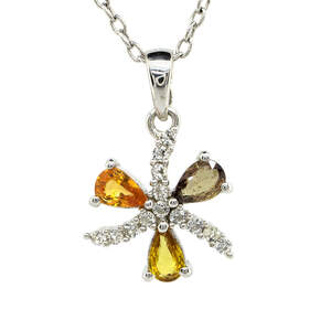 Срібна підвіска 925 проби 2,41 г з індійськими, шрі-ланкійськими, мадагаскарськими сапфірами класу AAAA та топазами 1,55 карат Срібна підвіска 925 проби 2,41 г з індійськими, шрі-ланкійськими, мадагаскарськими сапфірами класу AAAA та топазами 1,55 карат