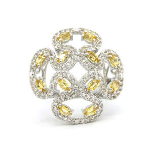 Срібна каблучка 925 проби 6,99 гр. з цитринами зі США та топазами 2,14 карат