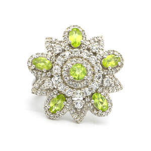 Срібна каблучка 925 проби 7,52 гр. з єгипетськими перидотами та топазами 3,07 карат з колекції 