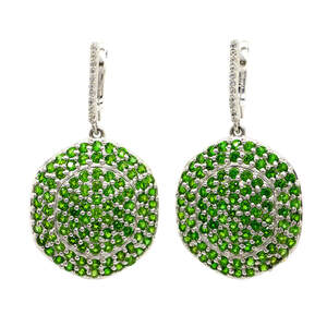 Срібні сережки 925 проби 14,69 гр. з канадськими Діопсидами Альберта класу SD та топазами з США 5,64 карат