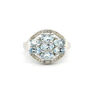 Серебряное кольцо 925 пробы 4,02 гр. с кенийскими Аквамаринами 
