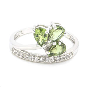 Срібна каблучка 925 проби 2,73 г з зеленим шрі-ланкійським сапфіром класу АААА та топазами з США 1,86 карат