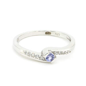 Срібна каблучка 925 проби 1,86 г з танзанітом класу АААА та білими топазами з США 0,21 карат