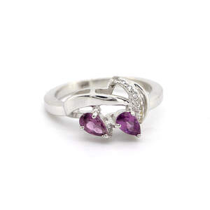 Срібна каблучка 925пр 2,89г з кенійськими родолітами класу ААА та топазами з США 0,48к