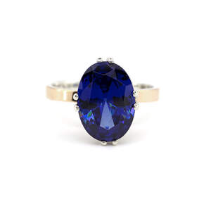 Серебряное кольцо 925 пробы с золотом 375 пробы 3,57 г с синим цирконом 9 карат