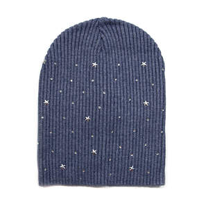 Жіноча шапка синього кольору зі срібним декором Жіноча шапка синього кольору зі срібним декором