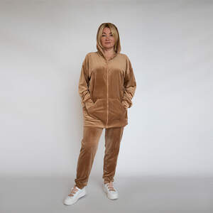 Спортивний костюм на змійці кольору капучіно