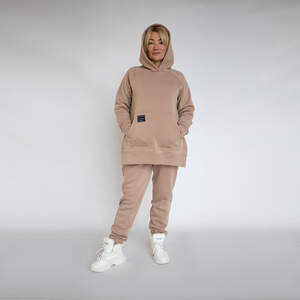 Спортивний жіночий костюм на флісі бежевого кольору