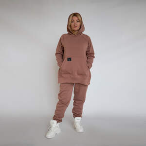 Спортивний жіночий костюм на флісі фрезового кольору