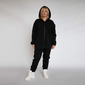 Жіночий спортивний костюм на флісі чорного кольору