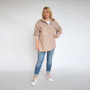 Сорочка в клітинку кольору капучіно
