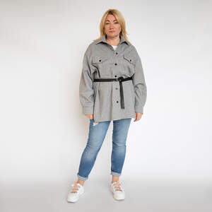 Сорочка з поясом сірого кольору