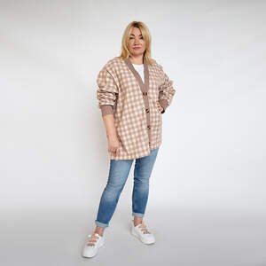 Кардіган в клітинку кольору капучіно