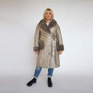 Жіноче пальто Metallic Gold з хутром