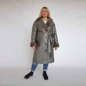 Жіноче пальто Metallic Green з хутром