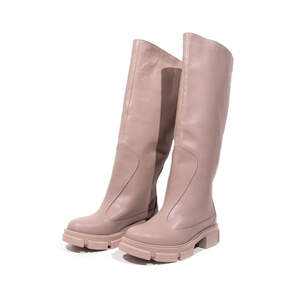 Жіночі чоботи з натуральної шкіри бежевого кольору