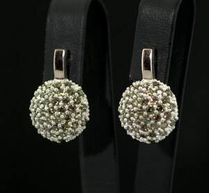 Серебряные серьги 925 пробы с золотом 375 пробы 6,8 г с зелеными цирконами 2,35 карат Серебряные серьги 925 пробы с золотом 375 пробы 6,8 г с зелеными цирконами 2,35 карат