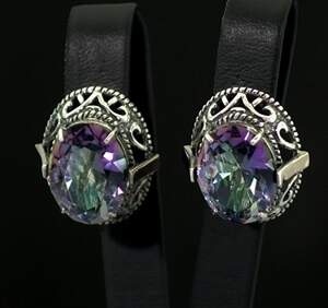Серебряные серьги 925 пробы с золотом 375 пробы 9,54 г с мистическими Топазами 16,44 к Серебряные серьги 925 пробы с золотом 375 пробы 9,54 г с мистическими Топазами 16,44 к