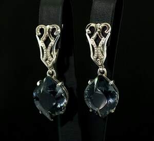 Серебряные серьги 925 пробы с золотом 375 пробы 10,12 г с Лінде Олексндритами 14 карат Серебряные серьги 925 пробы с золотом 375 пробы 10,12 г с Лінде Олексндритами 14 карат