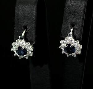 Серебряные серьги 925 пробы 3,39 г с Сапфірами Nano и фианитами 2,14 карат Серебряные серьги 925 пробы 3,39 г с Сапфірами Nano и фианитами 2,14 карат