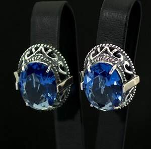 Срібні сережки 925 проби з золотом 375 проби 10,44 г з блакитними Альпінітами 16,44 к