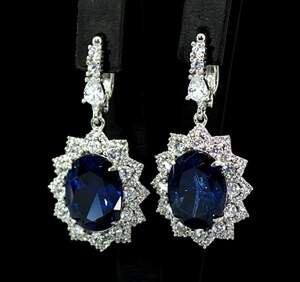 Срібні сережки 925 проби 15,52 г з Лінде Танзанітами та цирконами 14,5 карат Срібні сережки 925 проби 15,52 г з Лінде Танзанітами та цирконами 14,5 карат