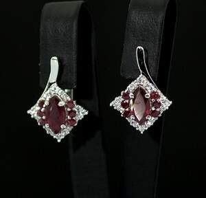 Серебряные серьги 925 пробы 5,55 г с розовыми кенийскими Рубінами класса АААА и цирконами 3,62 карат Серебряные серьги 925 пробы 5,55 г с розовыми кенийскими Рубінами класса АААА и цирконами 3,62 карат