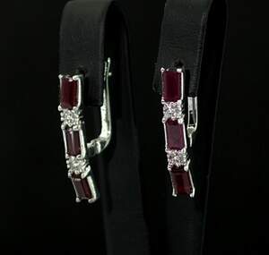 Серебряные серьги 925 пробы 5,32 г с розовыми кенийскими Рубінами класса АААА и цирконами 3,83 карат Серебряные серьги 925 пробы 5,32 г с розовыми кенийскими Рубінами класса АААА и цирконами 3,83 карат