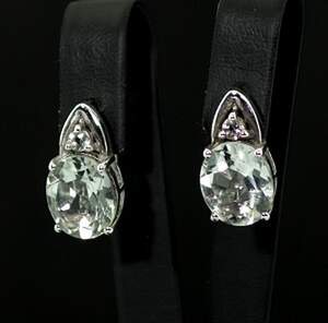Серебряные серьги 925 пробы 6,63 г с зелеными бразильскими Аметистами и цирконами 6,88 карат Серебряные серьги 925 пробы 6,63 г с зелеными бразильскими Аметистами и цирконами 6,88 карат