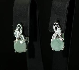 Серебряные серьги 925 пробы 3,89 г с бразильскими Смарагдами класса АААА и цирконами 2,99 карат Серебряные серьги 925 пробы 3,89 г с бразильскими Смарагдами класса АААА и цирконами 2,99 карат