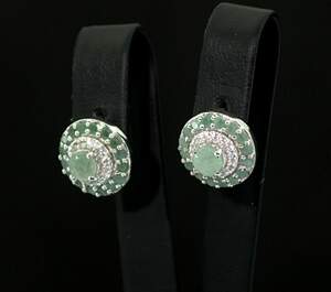 Серебряные серьги 925 пробы 5,41 г с бразильскими Смарагдами класса АААА и цирконами 2,62 карат Серебряные серьги 925 пробы 5,41 г с бразильскими Смарагдами класса АААА и цирконами 2,62 карат