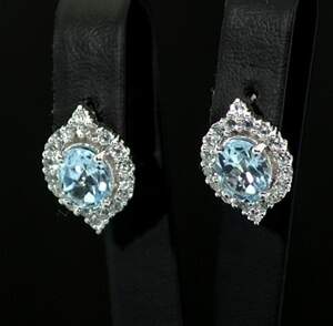 Серебряные серьги 925 пробы 5,36 г с голубыми Топазами и цирконами 5,74 карат Серебряные серьги 925 пробы 5,36 г с голубыми Топазами и цирконами 5,74 карат