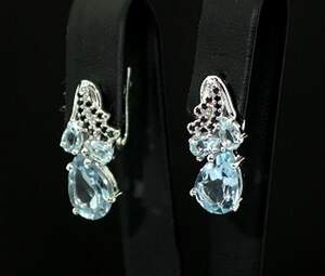 Серебряные серьги 925 пробы 4,91 г с голубыми Топазами и шпинелью 5,04 карат Серебряные серьги 925 пробы 4,91 г с голубыми Топазами и шпинелью 5,04 карат