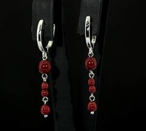 Серебряные серьги 925 пробы 3,73 г с красными Коралами 2,98 карат Серебряные серьги 925 пробы 3,73 г с красными Коралами 2,98 карат